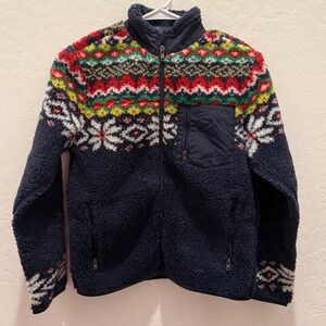 Polo Ralph Lauren Fair Isle Inspired Teddy Fleece Jacket Boys Medium Cozy Jacket